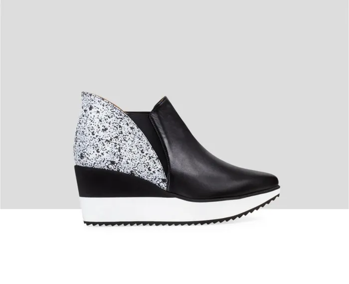 Women Sneakers Audley Shoes Mid Heel Leather Booties Etiopia Black