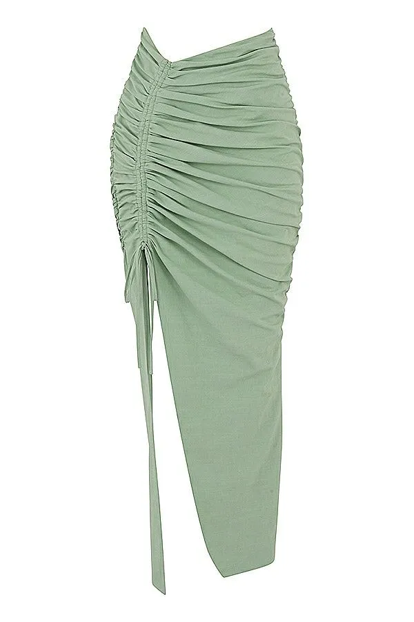 Women Solitaire Sage Gathered Drawstring Maxi Skirt House Of CB Bottoms