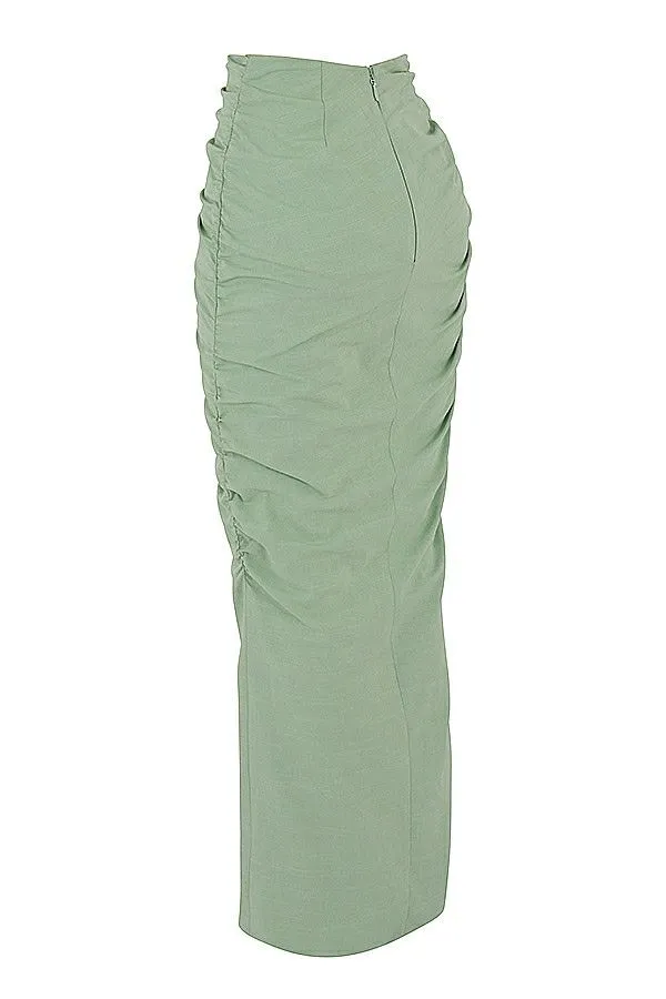 Women Solitaire Sage Gathered Drawstring Maxi Skirt House Of CB Bottoms