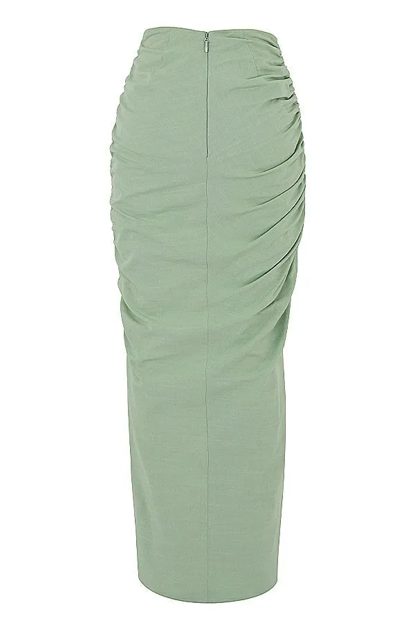 Women Solitaire Sage Gathered Drawstring Maxi Skirt House Of CB Bottoms