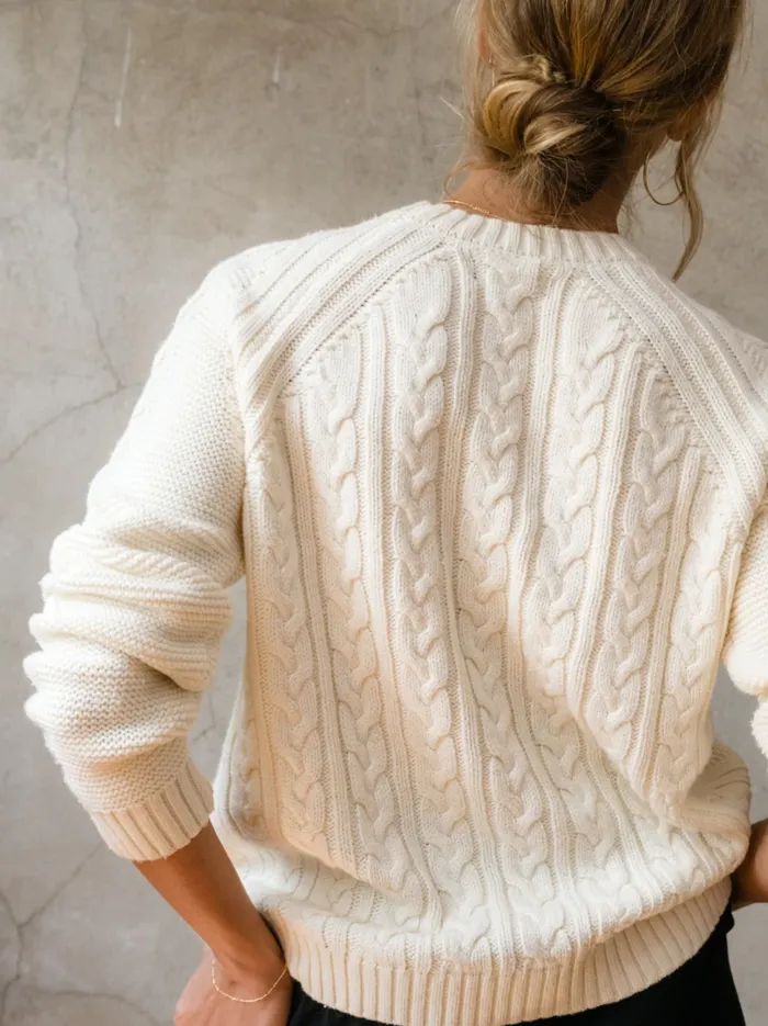 Able Sweaters Women Claudette Fisherman Sweater Antique White