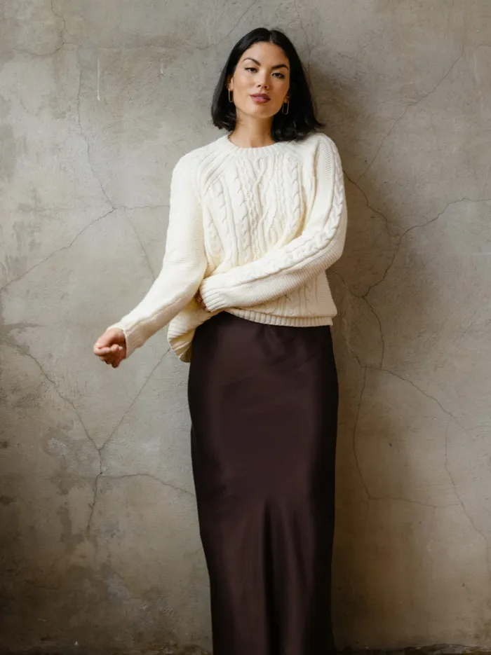 Able Sweaters Women Claudette Fisherman Sweater Antique White