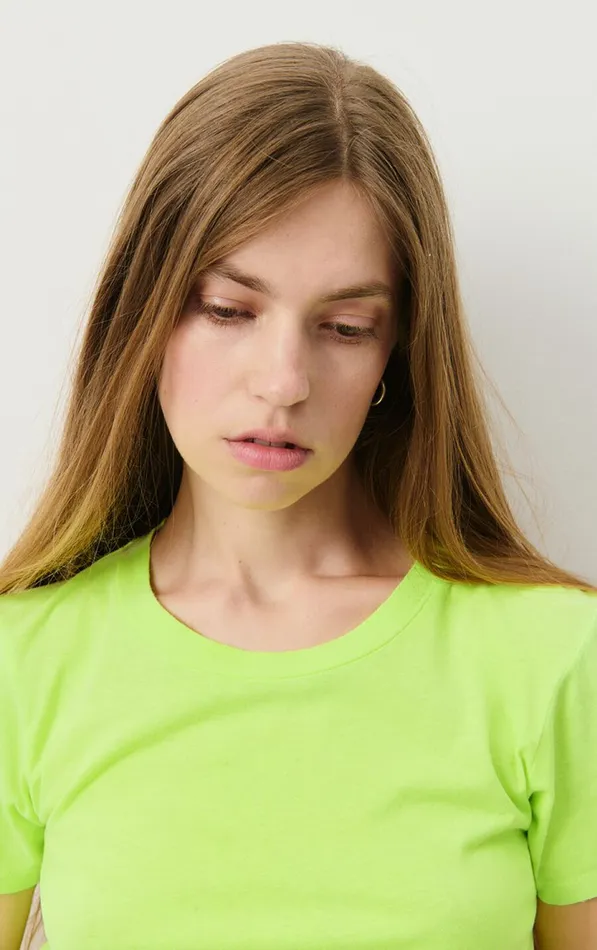 American Vintage Short Sleeve TShirts Women TShirt Gamipy Neon Yellow American Vintage Short Sleeve TShirts Women TShirt Gamipy Neon Yellow