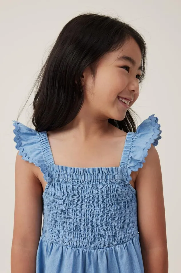 Amy Tiered Dress Chambray Girls Cotton On Dresses