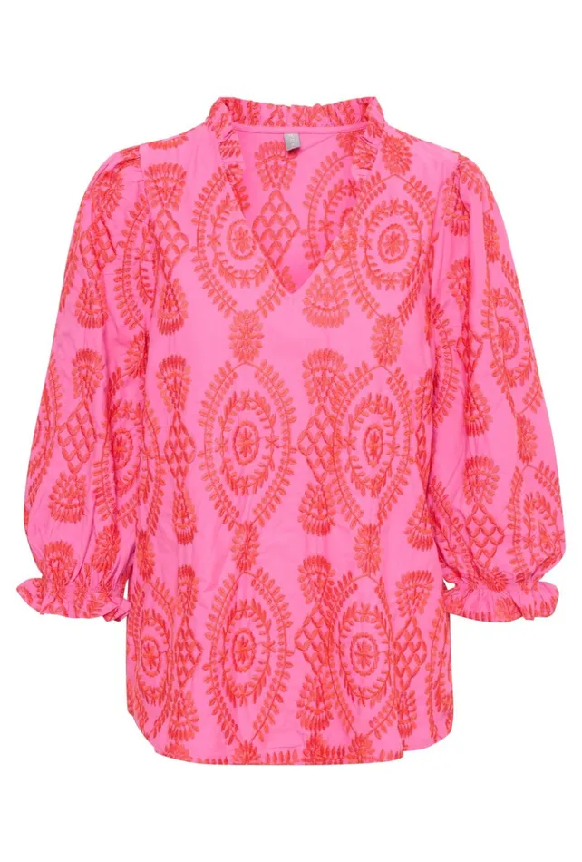 Blouses Women CULTURE CUtia Blouse With Embroidery Fuchsia Pink