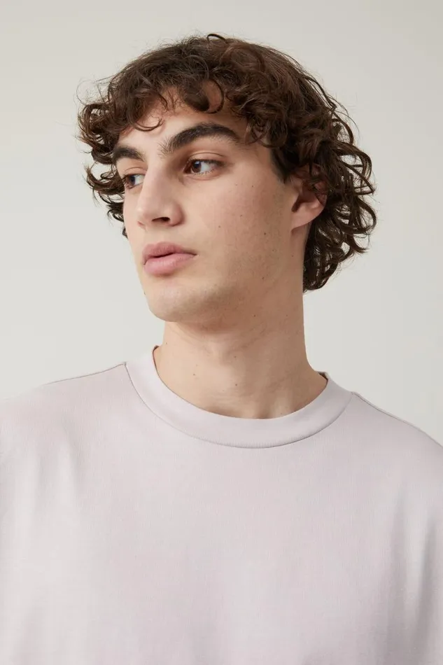 Box Fit Plain TShirt Iced Lilac Men Cotton On Tees and Tanks