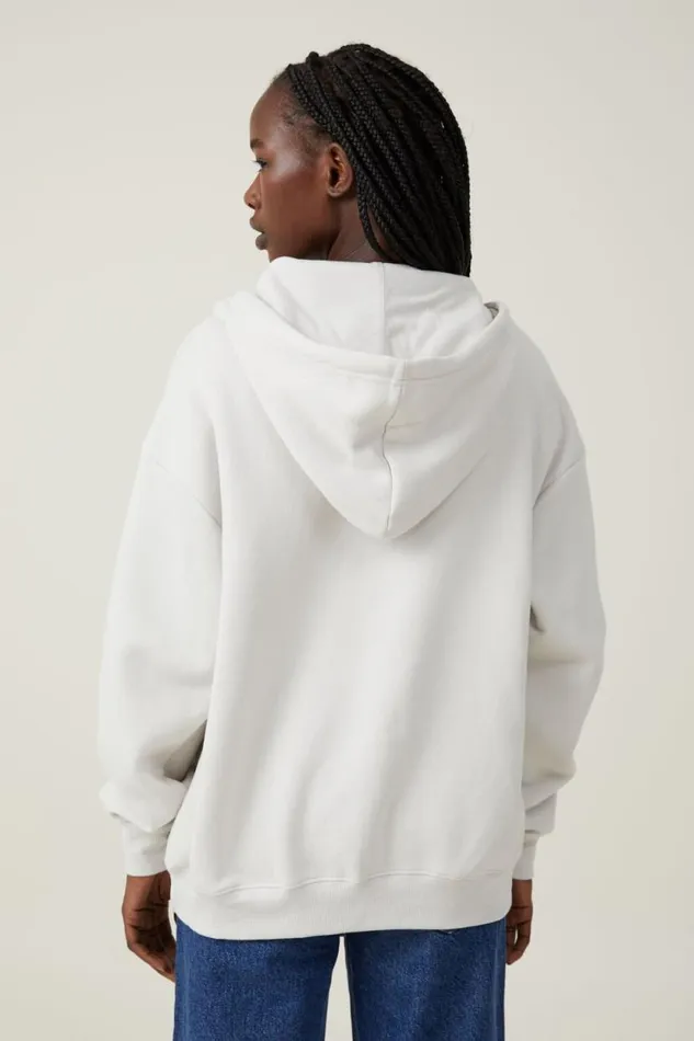 Classic ZipThrough Hoodie Vintage White Women Cotton On Tops