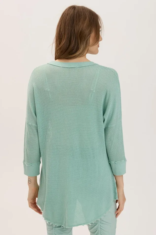 Clothing Sweatshirts XCVI Mesh Fira Pullover Aquifer Pigment