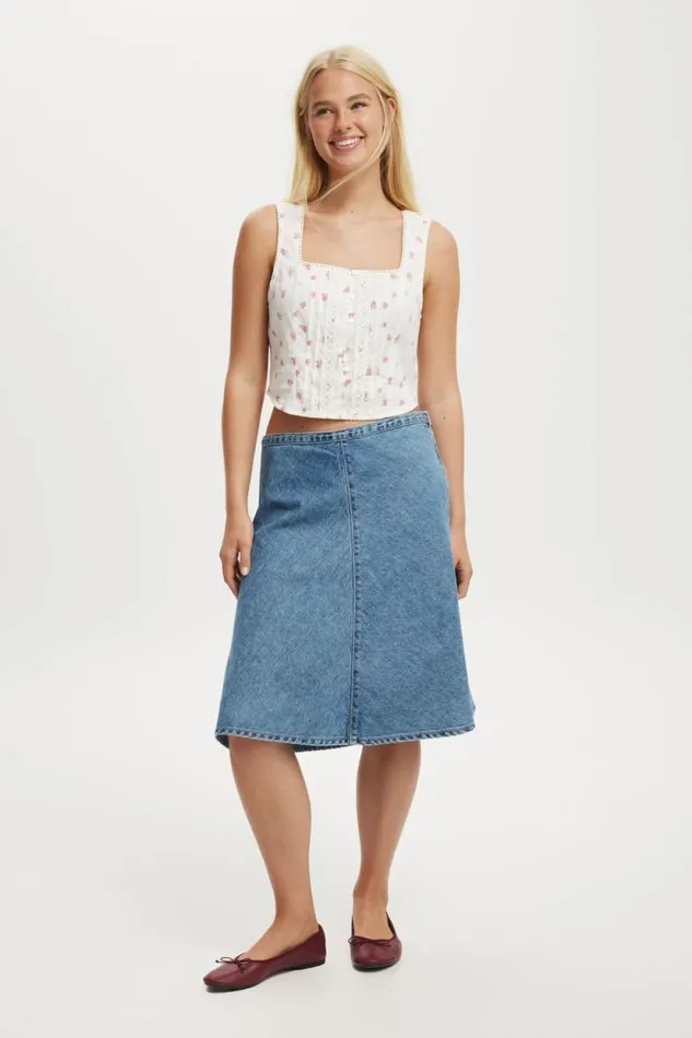 Corset Cami Sully Ditsy Porcelain Women Cotton On Tops