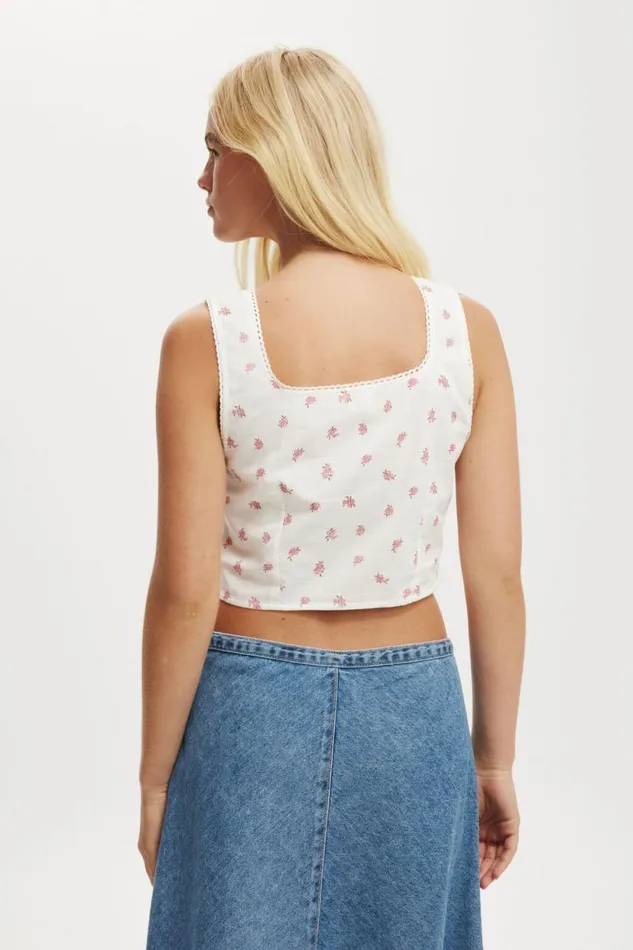 Corset Cami Sully Ditsy Porcelain Women Cotton On Tops