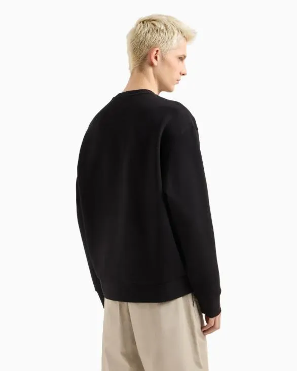 Crewneck Sweatshirt With Patches And Logos Black Men Armani Matching Sets Crewneck Sweatshirt With Patches And Logos Black Men Armani Matching Sets