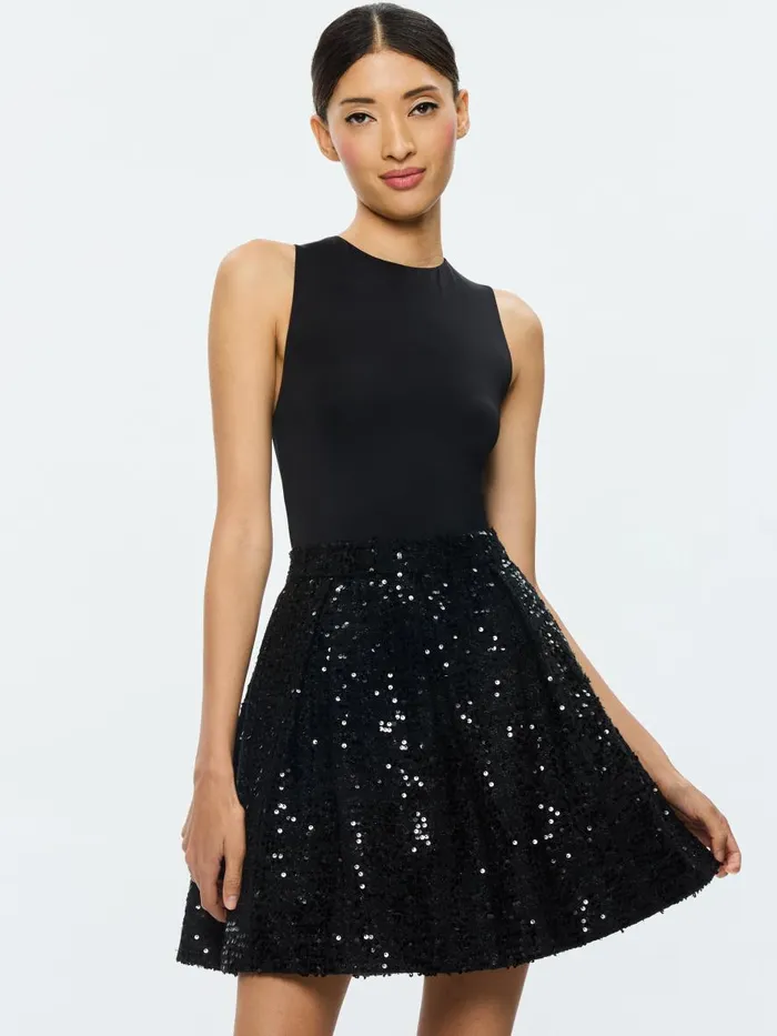 Dresses Women Alice Olivia CHARA SLEEVELESS MINI DRESS Black