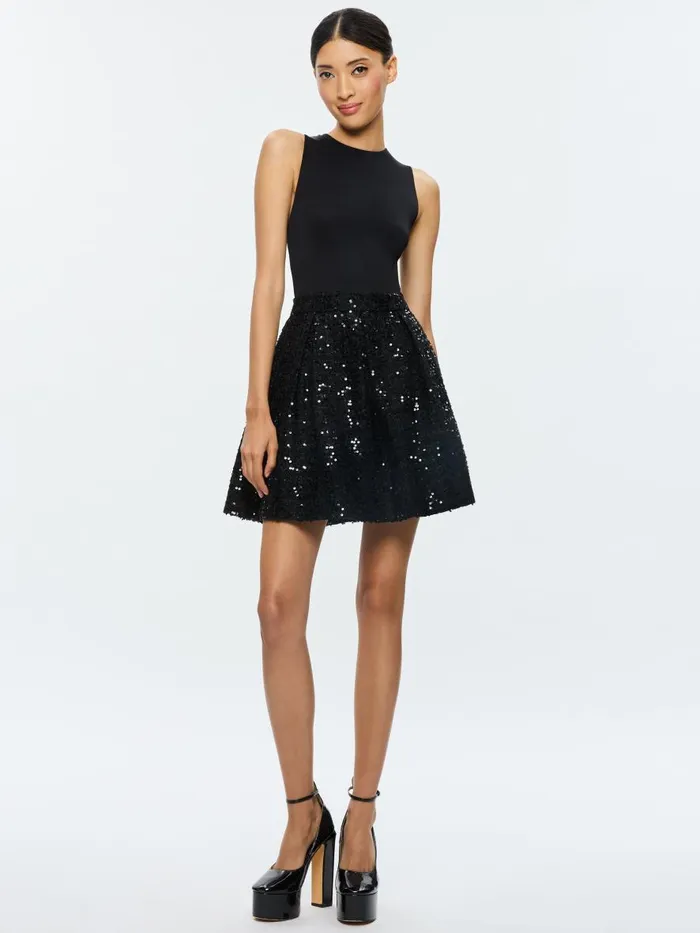 Dresses Women Alice Olivia CHARA SLEEVELESS MINI DRESS Black