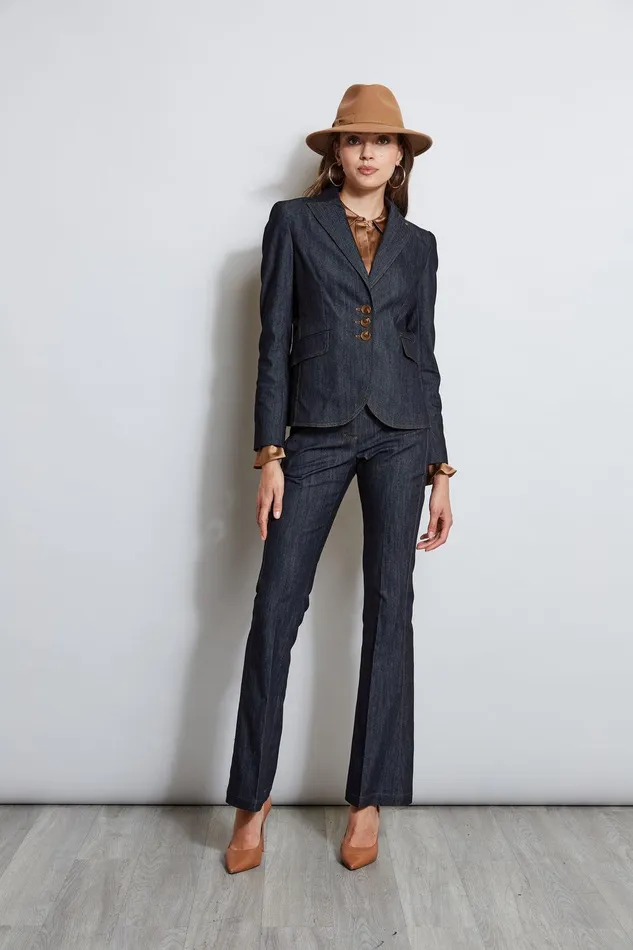 Elie Tahari Denim 3 Button Blazer Indigo Women Jackets and Blazers