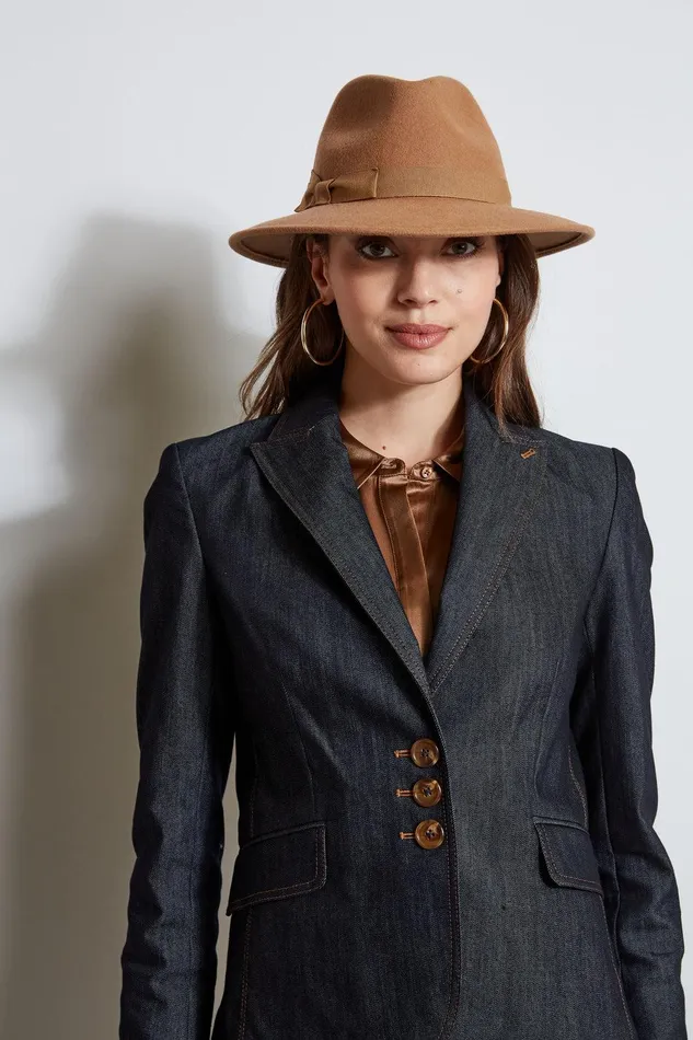 Elie Tahari Denim 3 Button Blazer Indigo Women Jackets and Blazers