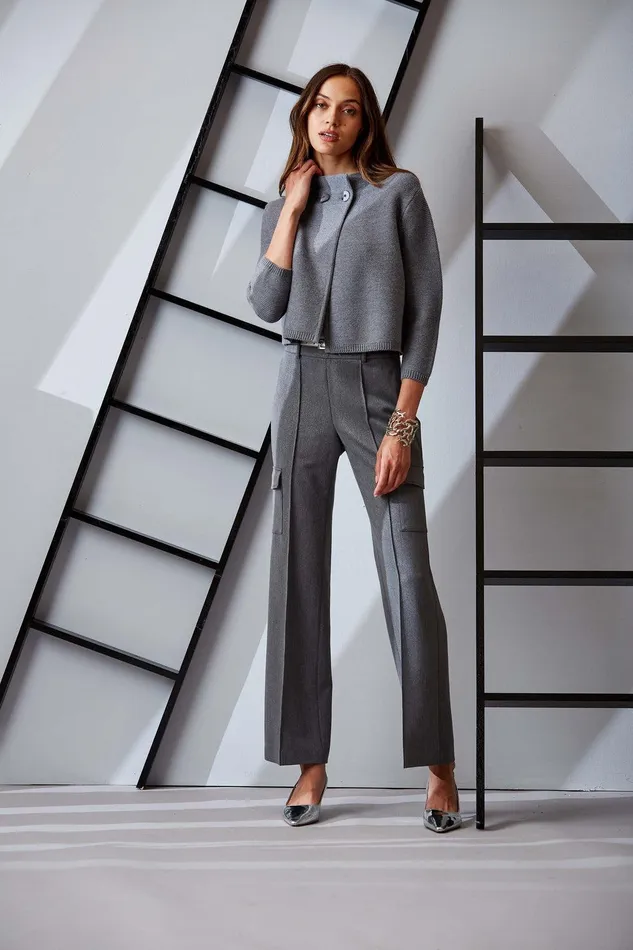 Elie Tahari Metallic Cargo Pant Metallic Grey Women Suiting