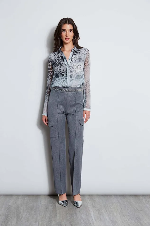 Elie Tahari Metallic Cargo Pant Metallic Grey Women Suiting