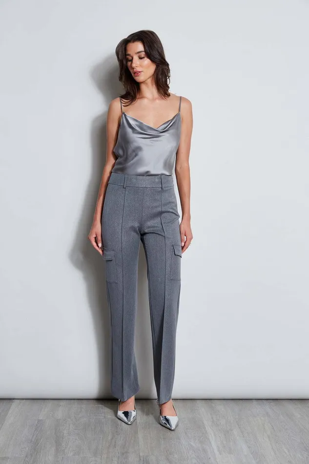 Elie Tahari Metallic Cargo Pant Metallic Grey Women Suiting