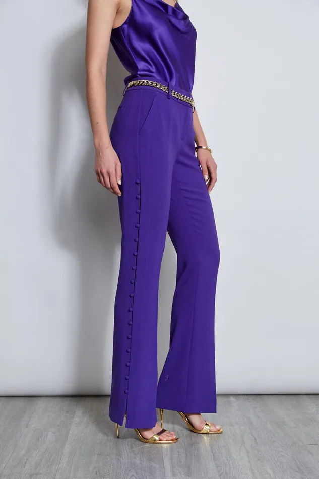 Elie Tahari Side Button Crepe Pant Grape Women Bottoms
