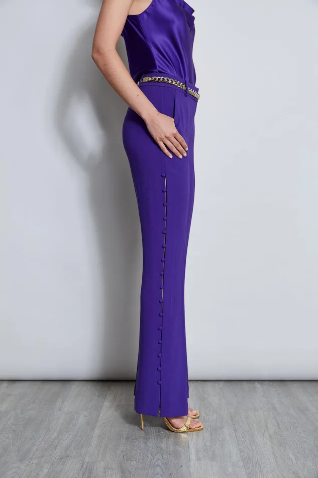 Elie Tahari Side Button Crepe Pant Grape Women Bottoms