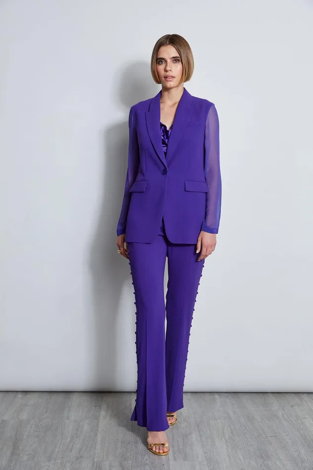 Elie Tahari Side Button Crepe Pant Grape Women Bottoms