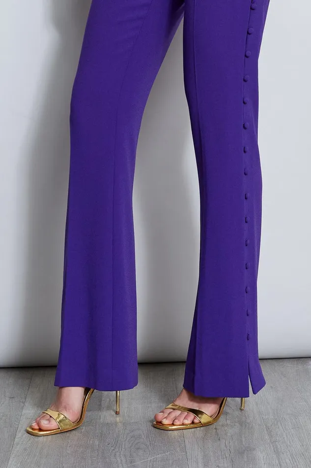 Elie Tahari Side Button Crepe Pant Grape Women Bottoms