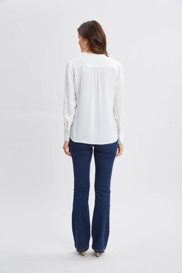 Elie Tahari Silk Chain Tassel Shirt Fresh Pearl Women Tops