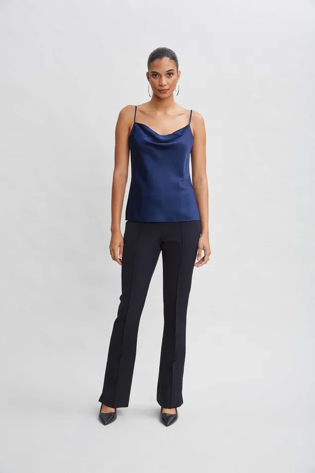 Elie Tahari Stretch Silk Satin Cami Midnight Women Tops