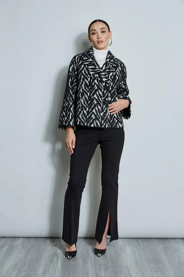 Elie Tahari Wool Jacquard Jacket Black Multi Women Jackets and Blazers