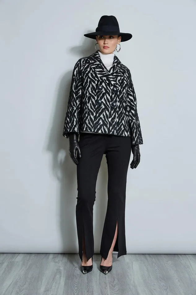 Elie Tahari Wool Jacquard Jacket Black Multi Women Jackets and Blazers
