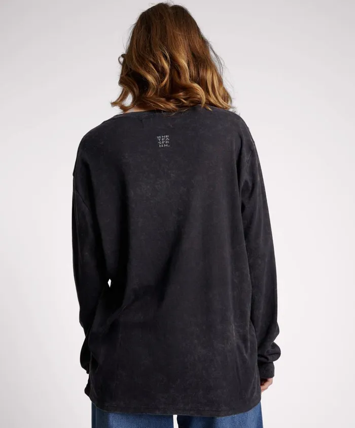 GOOD VIBES ONLY LONG SLEEVE TEE Women One Teaspoon Basic Tees GOOD VIBES ONLY LONG SLEEVE TEE Women One Teaspoon Basic Tees