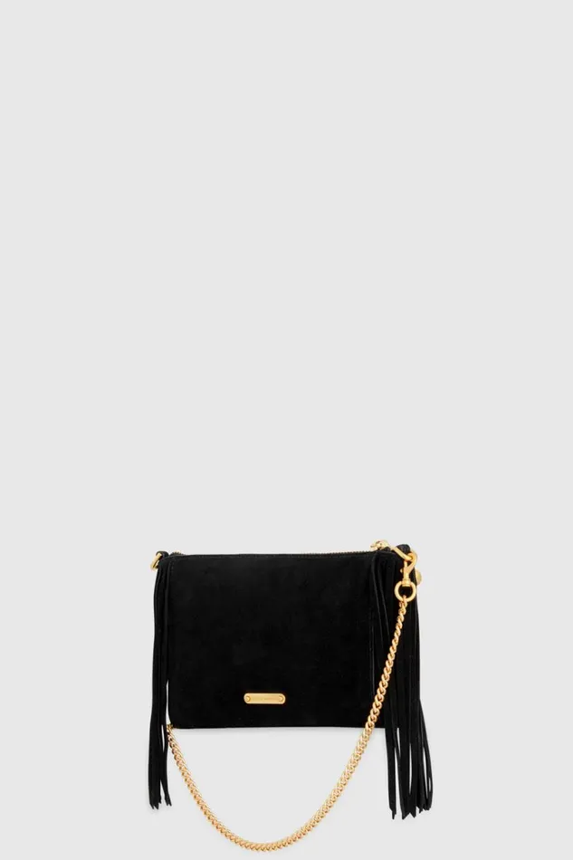 Handbags Crossbody Bags Rebecca Minkoff Mini Julian Crossbody With Fringe Black