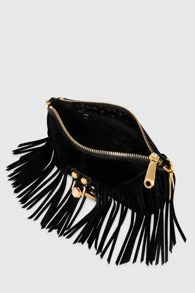 Handbags Crossbody Bags Rebecca Minkoff Mini Julian Crossbody With Fringe Black