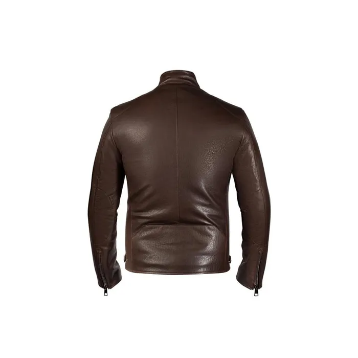 Jacket Men Moreschi Brown Leather Motor Jacket