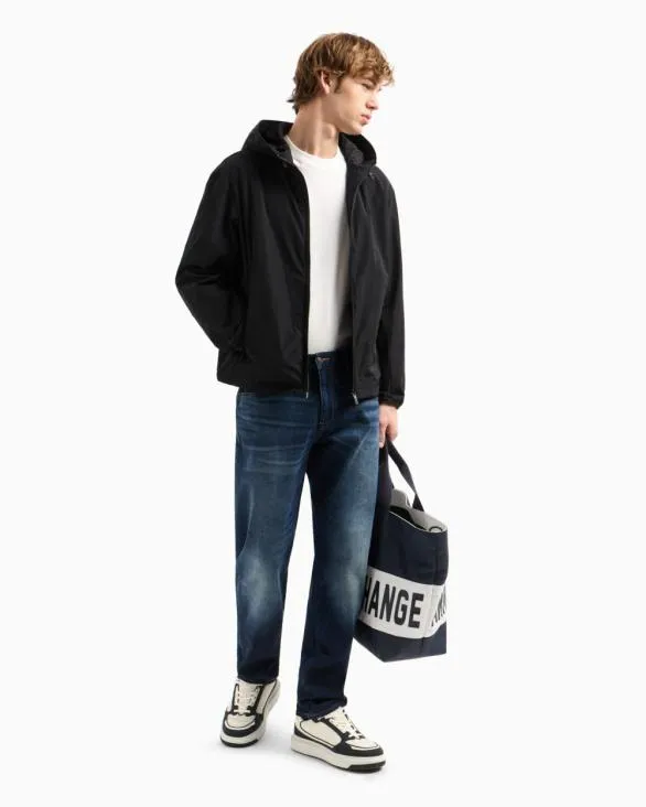 Jacket With Hood And Pockets Black Men Armani Outerwear Jacket With Hood And Pockets Black Men Armani Outerwear