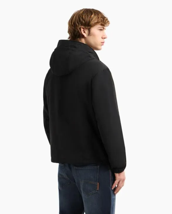 Jacket With Hood And Pockets Black Men Armani Outerwear Jacket With Hood And Pockets Black Men Armani Outerwear
