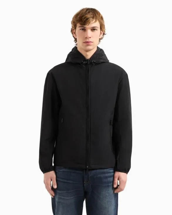 Jacket With Hood And Pockets Black Men Armani Outerwear Jacket With Hood And Pockets Black Men Armani Outerwear