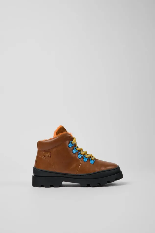 Kids Camper Boots Brutus Brown Leather And Nubuck Laceup Boots Kids Camper Boots Brutus Brown Leather And Nubuck Laceup Boots