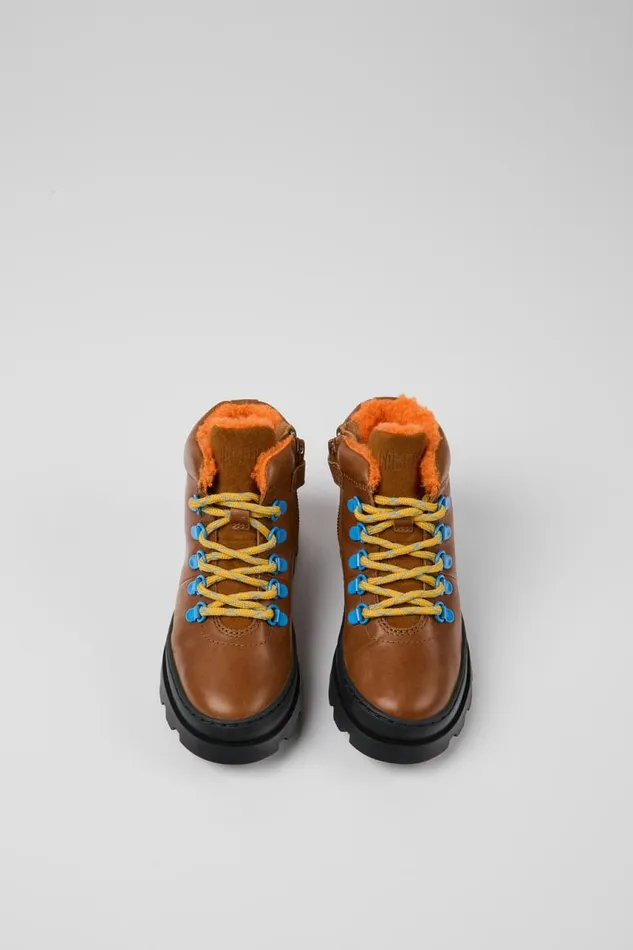 Kids Camper Boots Brutus Brown Leather And Nubuck Laceup Boots Kids Camper Boots Brutus Brown Leather And Nubuck Laceup Boots