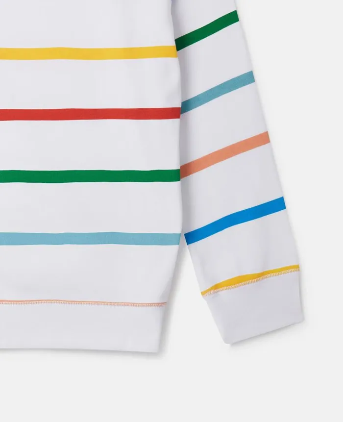 Kids TShirts And Sweatshirt Stella McCartney Logo Striped Sweatshirt White Multicolour