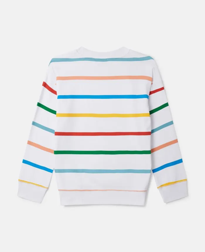 Kids TShirts And Sweatshirt Stella McCartney Logo Striped Sweatshirt White Multicolour
