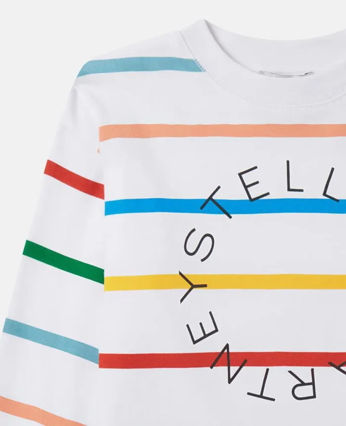 Kids TShirts And Sweatshirt Stella McCartney Logo Striped Sweatshirt White Multicolour