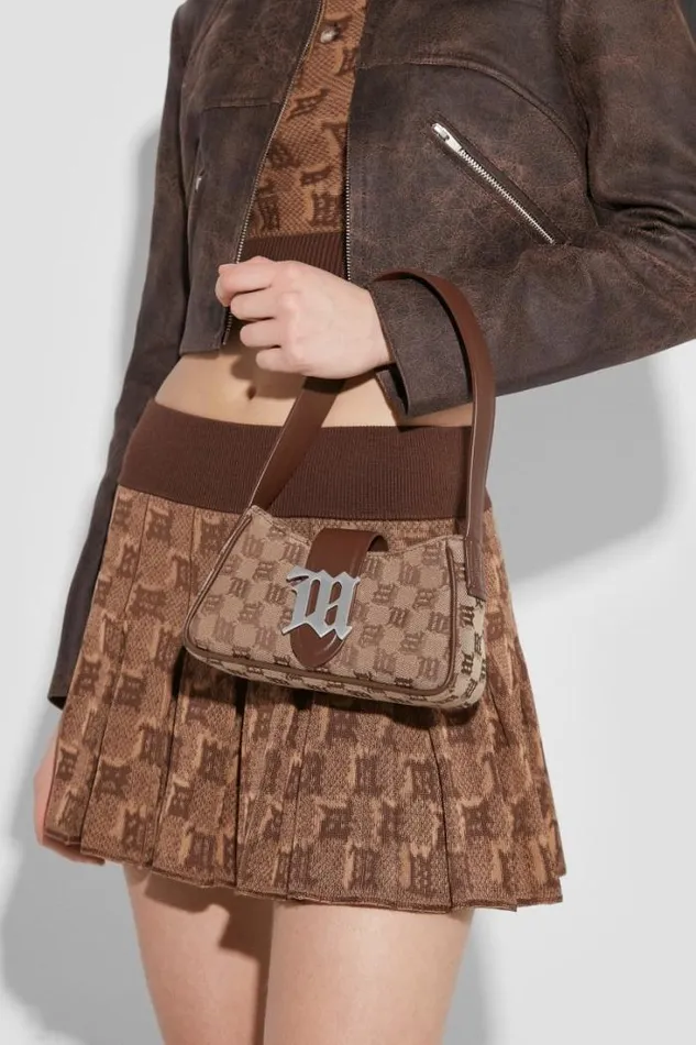 Knitted Monogram Pleated Skirt Brown Women MISBHV Knitwear