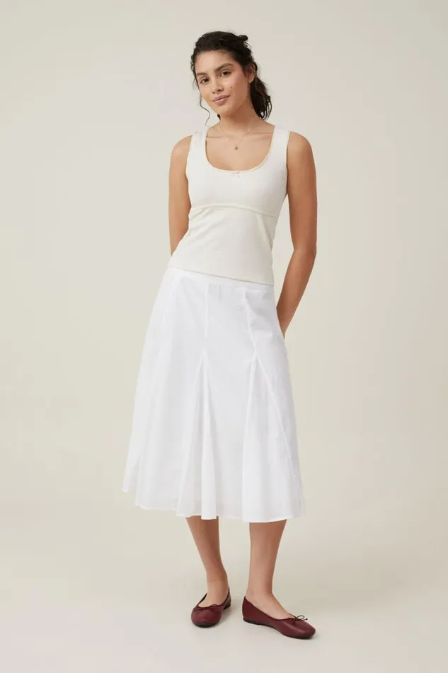 Lou Picot Trim Tank Natural White Women Cotton On Tops
