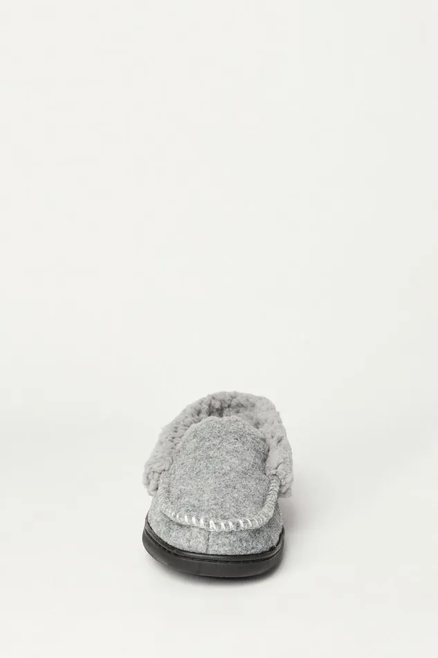 Lucky Brand Faux Wool Sherpa Lined Slipper Charcoal Men Shoes