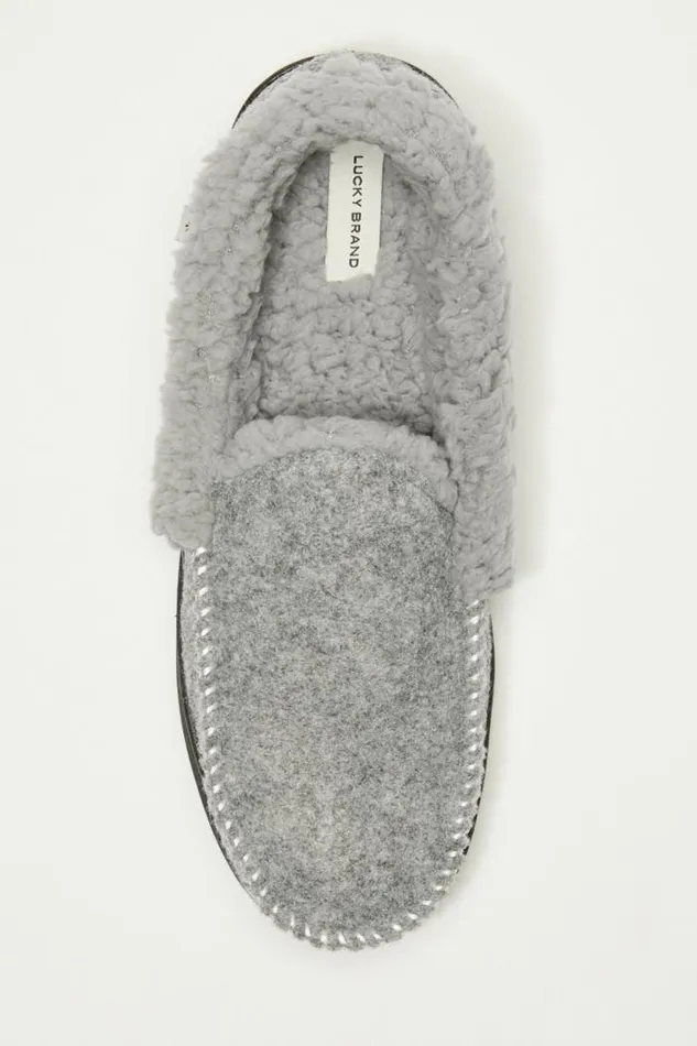 Lucky Brand Faux Wool Sherpa Lined Slipper Charcoal Men Shoes