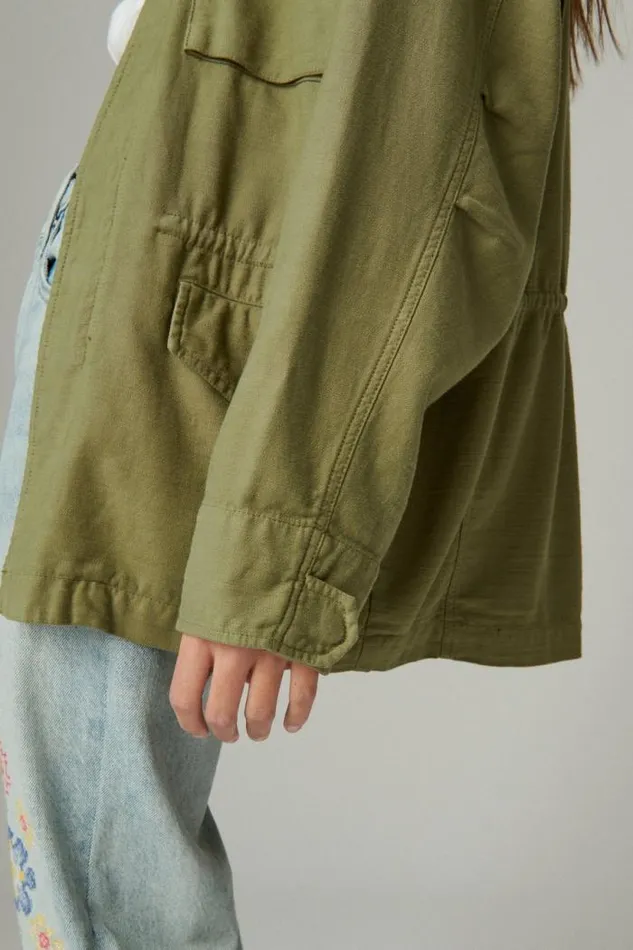 Lucky Brand Four Pocket Military Jacket Olive Women Jackets and Outerwear