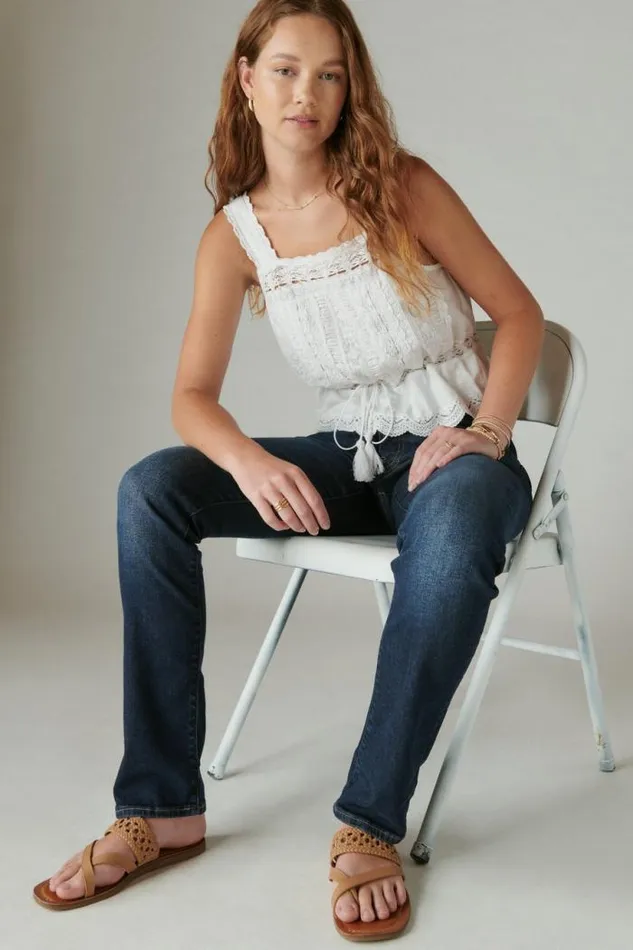 Lucky Brand Mid Rise Sweet Straight Twilight Blue Women Jeans
