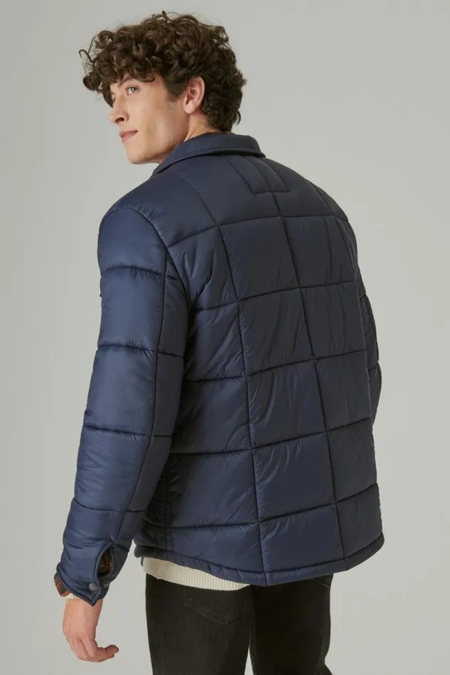 Lucky Brand Quilted Nylon Shirt Jacket Navy Men Jackets and Outerwear