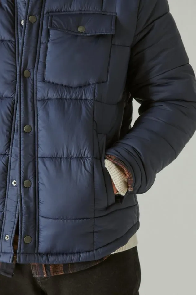 Lucky Brand Quilted Nylon Shirt Jacket Navy Men Jackets and Outerwear
